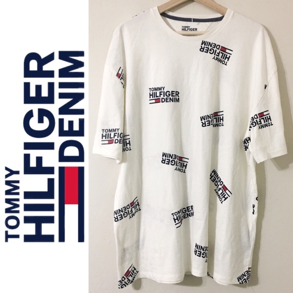 T Shirt 1990/'s Oversized Fit NWT Men/'s Tommy Hilfiger Denim Short-Sleeve Tee
